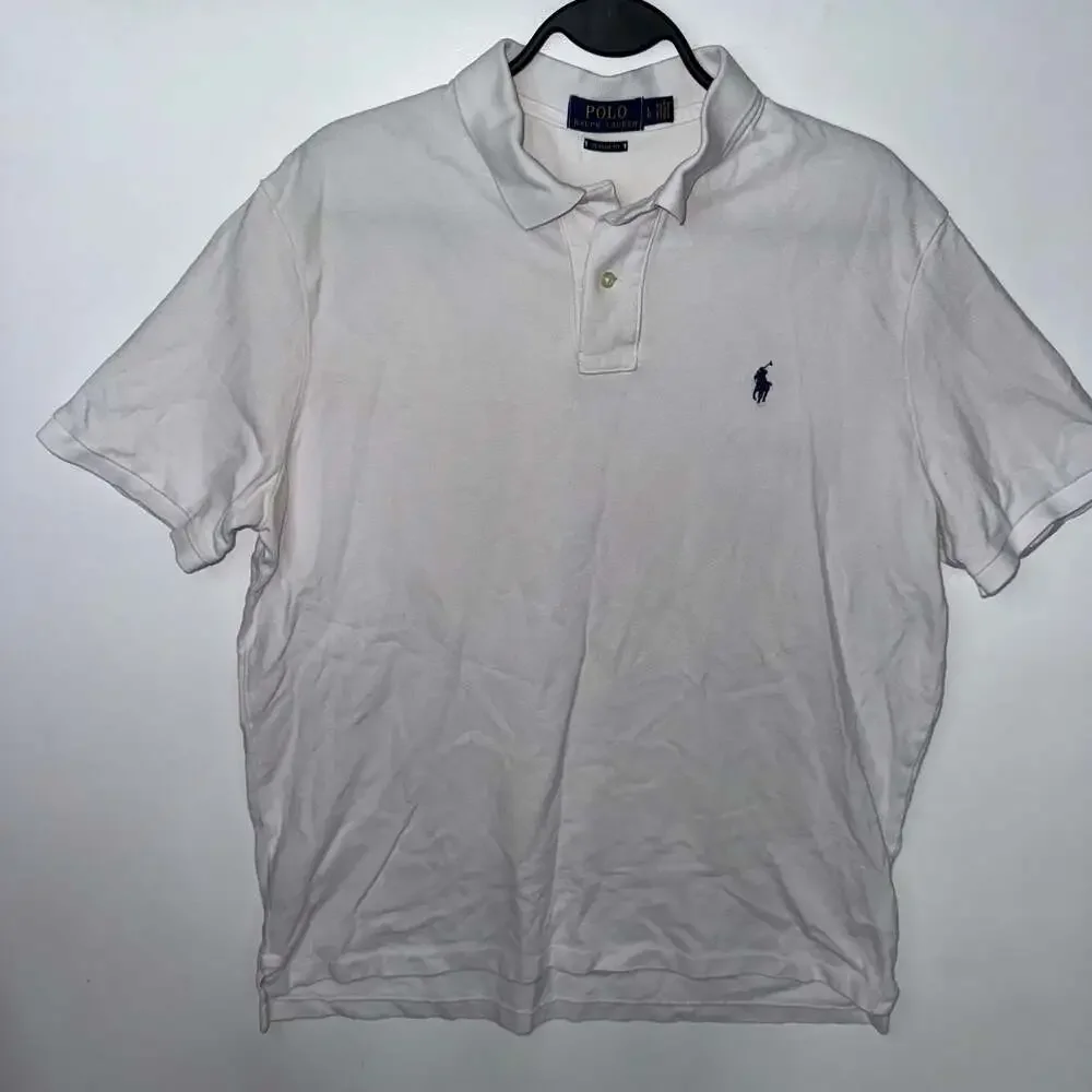 Polo Ralph Lauren Classic Fit Short Sleeve Pique Polo Shirt White Large